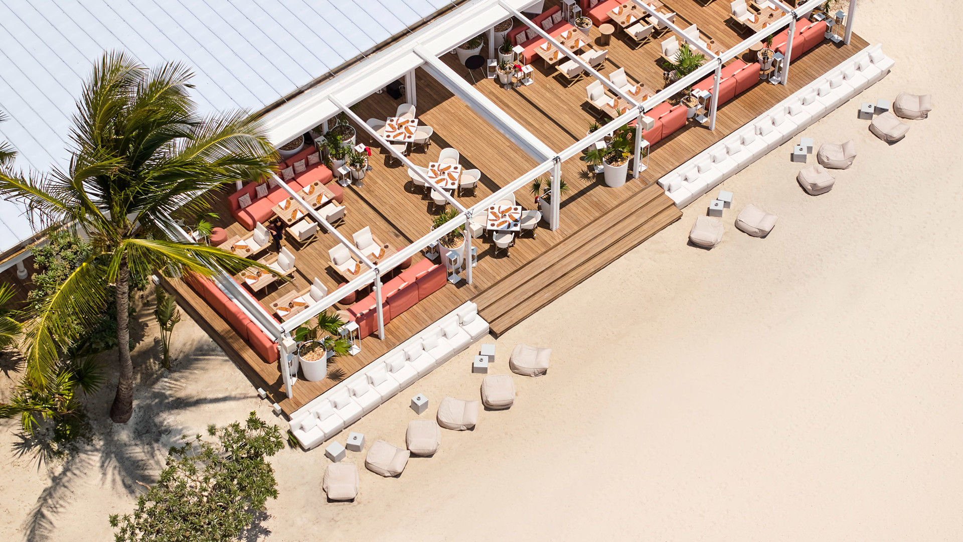 Aerial view of Beach Rouge at LUX* Belle Mare