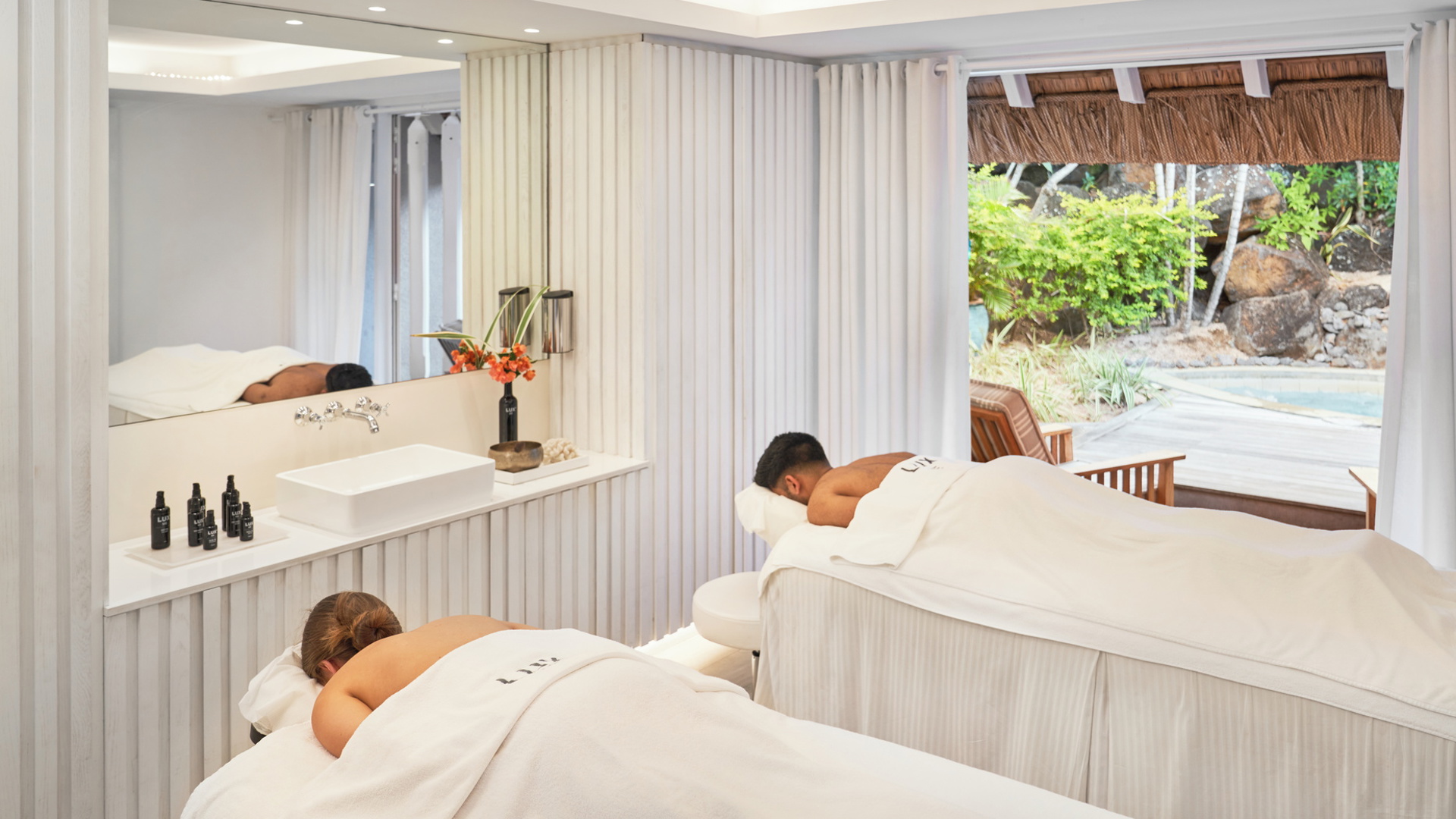 Couple's spa time at LUX* ME Spa, LUX* Grand Gaube
