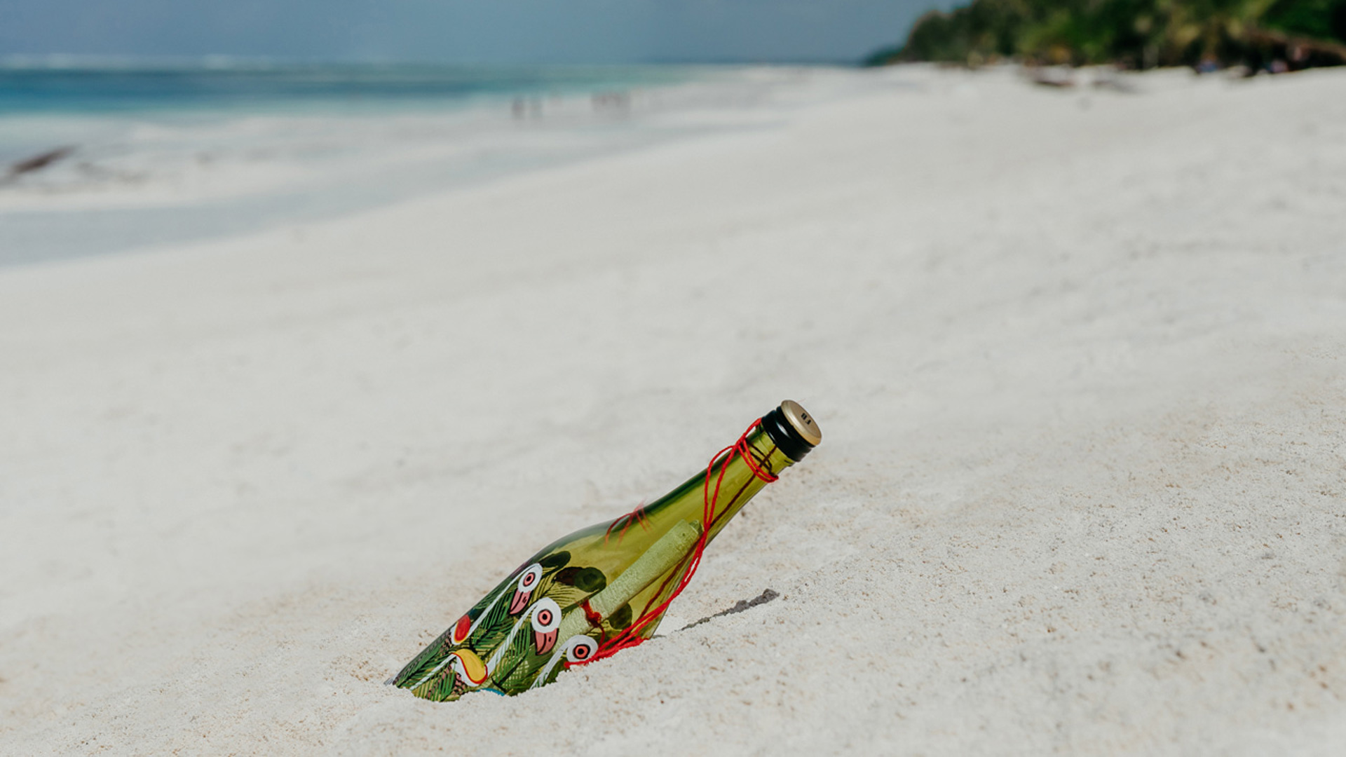 Message in a bottle on the beach of LUX* Marijani