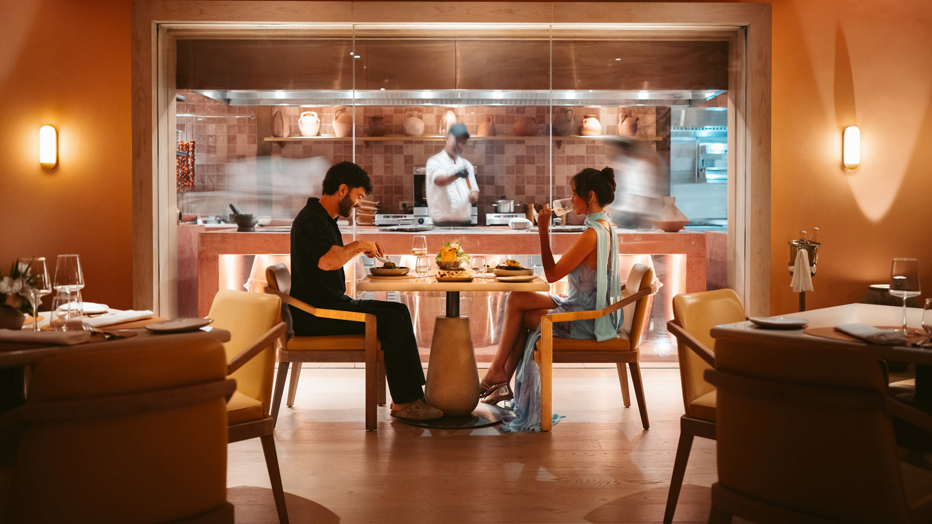 Couple having dinner at Amari by Vineet, LUX* Belle Mare