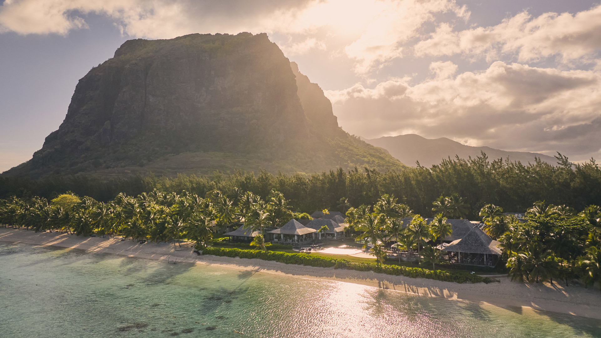 Aerial view of Le Morne's mountain