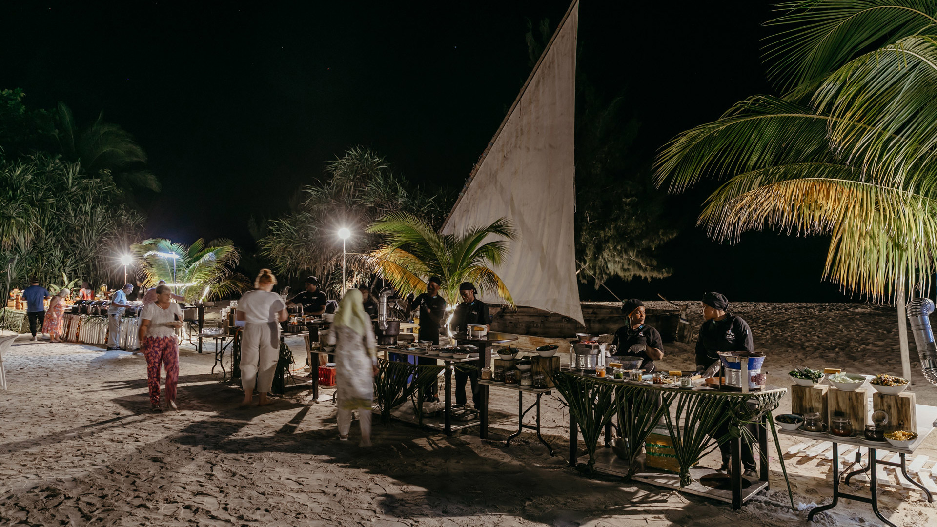 Night BBQ on the beach of LUX* Marijani