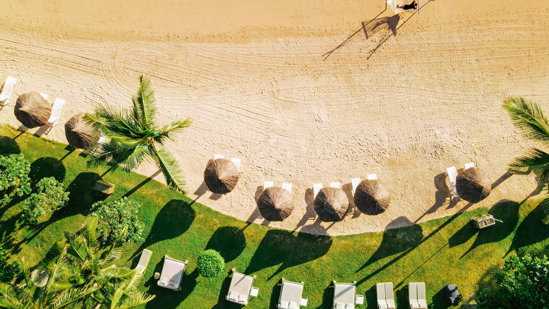 Aerial view of the beach of LUX* Grand Gaube