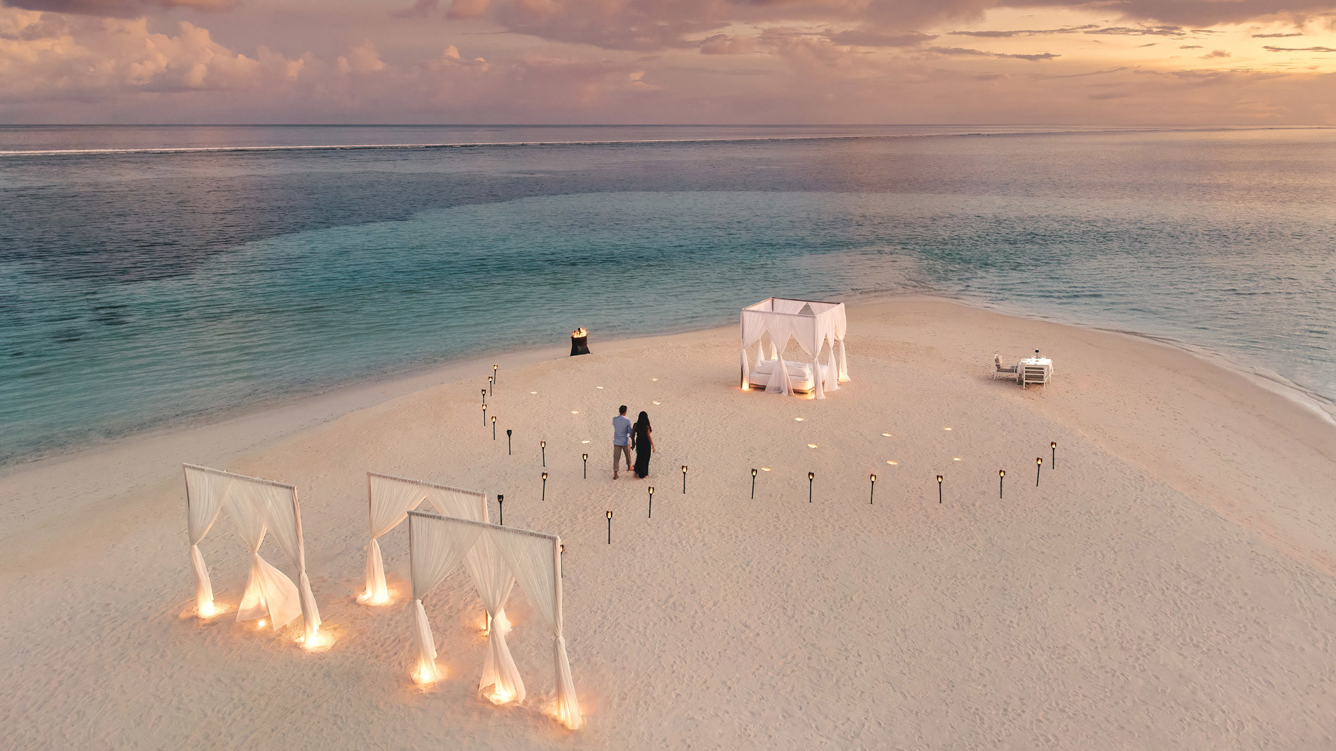 Romantic dinner on the beach of LUX* South Ari Atoll